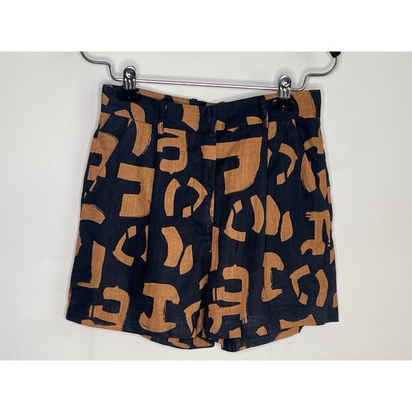 Parisienne Et Alors Bremontier Tribal High Rise Pleated Short Black/Brown 36 NWT - Picture 3 of 9